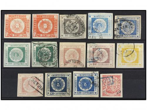 */(*)/° URUGUAY. 1858-64. CONJUNTO de sellos en nuevo y usad