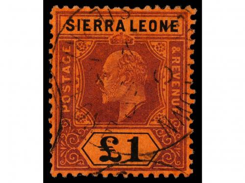 ° SIERRA LEONA. Sg. 111. 1907-12. 1 libra carmín y negro. MU