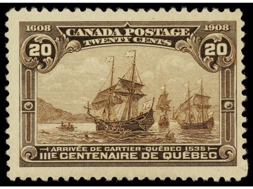 * CANADA. Sg. 192/95. 1908. 7 cents, 10 cents, 15 cents y 20