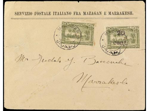 ✉ MARRUECOS: CORREO LOCAL. Yv. 55, 61. 1898. MAZAGÁN a MARRA