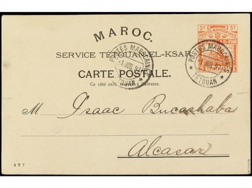 ✉ MARRUECOS: CORREO LOCAL. 1897. TETUÁN a ALCAZARQUIVIR. Ent