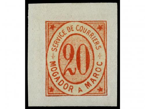 * MARRUECOS: CORREO LOCAL. Yv. 83. 20 cts. rojo PRUEBA DE CO