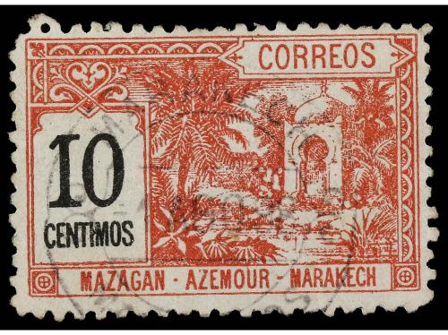 ° MARRUECOS: CORREO LOCAL. Yv. 38a. 10 cts. rojo y negro, de