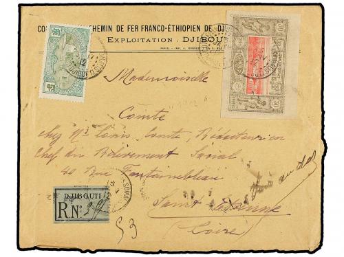 ✉ COSTA DE LOS SOMALIES. 1912. DJIBOUTI to FRANCE. 30 cts. a