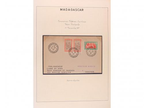 ✉ MADAGASCAR. 1929-1938. PRIMEROS VUELOS. Colección de 25 ca