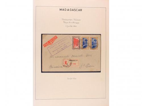 ✉ MADAGASCAR. 1929-1938. PRIMEROS VUELOS. Colección de 25 ca