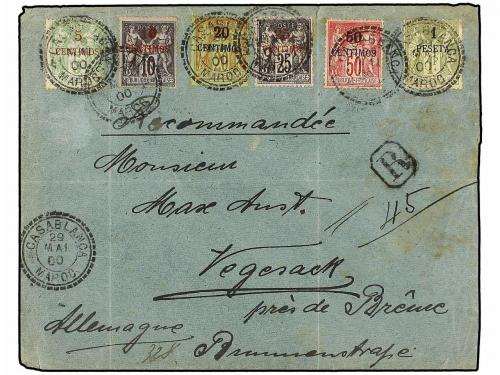 ✉ MARRUECOS FRANCES. Yv. 2/7. 1900. CASABLANCA a ALEMANIA. C