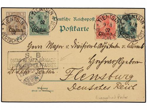 ✉ CHINA. 1902. TIENTSIN to GERMANY. 5 pf. Postal Stationery 