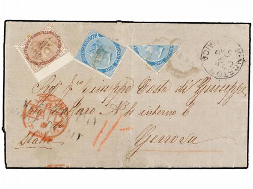 ✉ JAMAICA. Sg. 8, 13. 1876. OLD HARBOUR to GENEVA (Italy). E