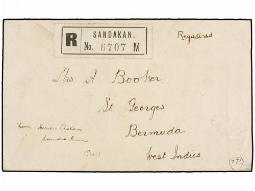 ✉ BORNEO. 1930. SANDAKAN to NEW YORK. Envelope with very nic