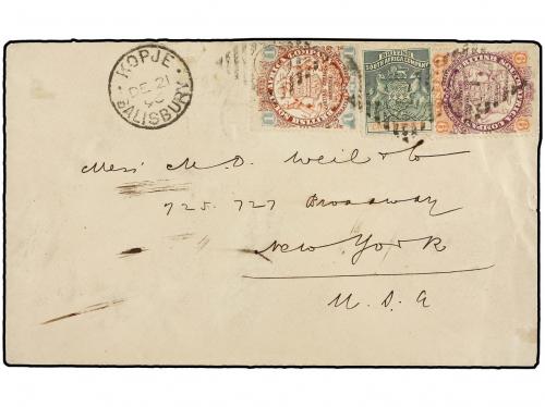 ✉ AFRICA DEL SUR. 1896. KOPJE to NEW YORK. Envelope franked 