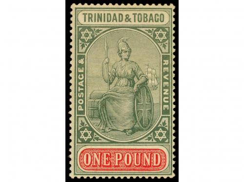 * TRINIDAD Y TOBAGO. Sg. 215. 1921-22. 1 £ green and carmine