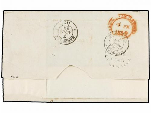 ✉ TRINIDAD. 1859. PORT OF SPAIN to NAPOLI. 1 d. red for inla