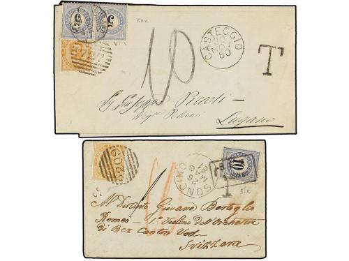 ✉ ITALIA. 1880-81. Two covers franked with 10 cents. orange 