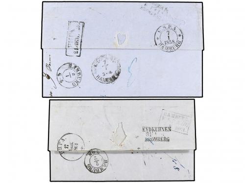 ✉ LETONIA. 1858-61. TWO entire letters from RIGA to SWEDEN, 