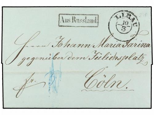 ✉ LETONIA. 1861. LIBAU to CÖLN (Germany). Entire letter. LIB