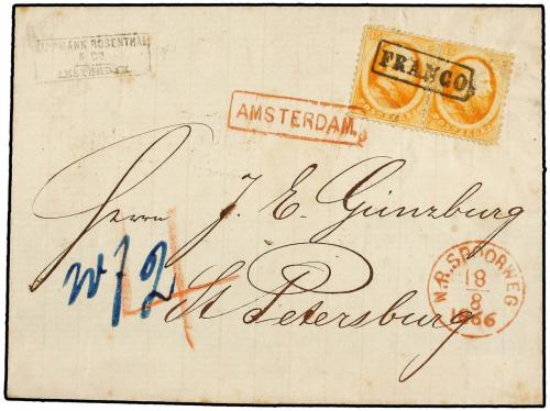 ✉ HOLANDA. 1866. AMSTERDAM to ST. PETERSBURG (Russia). 15 ct