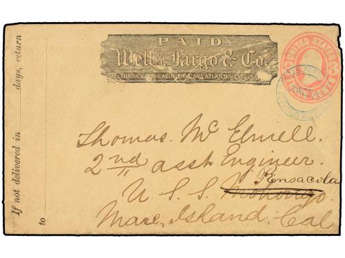 ✉ PANAMA. 1868. PANAMÁ a CALIFORNIA. Entero Postal de 3 cent