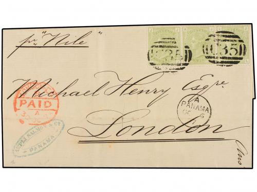 ✉ PANAMA. 1877. PANAMA to LONDON. Entire letter bearing one 