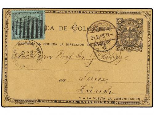 ✉ PANAMA. Sc. 8. 1881. PANAMA a ZURICH. Entero Postal de Col
