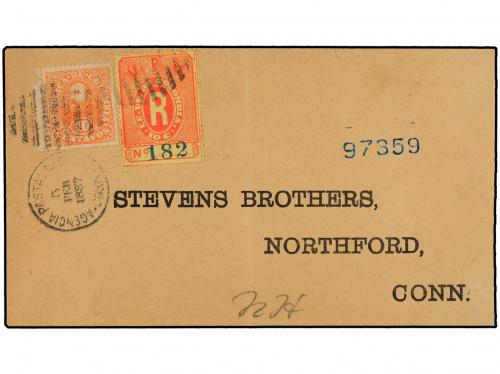 ✉ PANAMA. 1887. COLON a U.S.A. Circulado con sellos de Colom