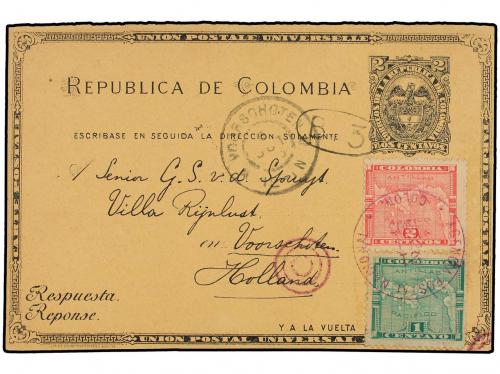 ✉ PANAMA. Sc. 15, 16. 1903. COLON a HOLANDA. Entero postal d