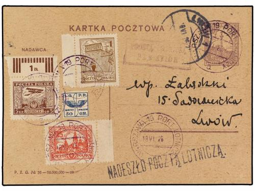 ✉ POLONIA. 1926 (18-VI). WARSAWA to LWOW. 10 gr. Postal Stat