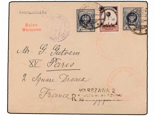 ✉ POLONIA. 1926 (19-X). VARSOVIA a PARÍS. BALLON POST. Circu