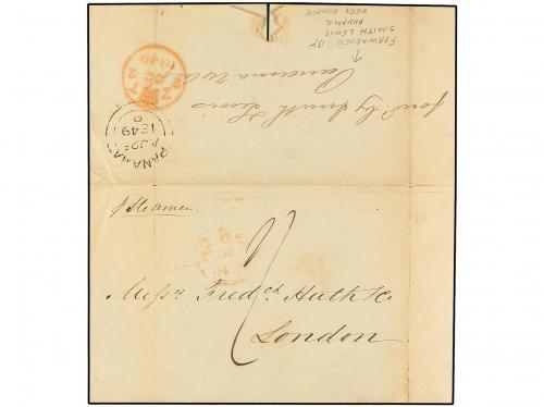 ✉ PANAMA. 1849. SAN FRANCISCO a LONDRES. Envuelta sin texto 