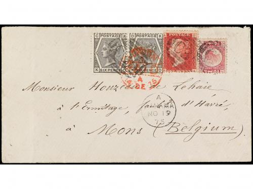 ✉ PANAMA. 1875. PANAMÁ a MONS (Bélgica). Circulada vía el co