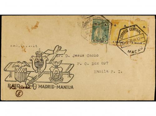 ✉ MACAO. 1926. MACAO to MANILA. FIRST FLIGHT MADRID a MANILA