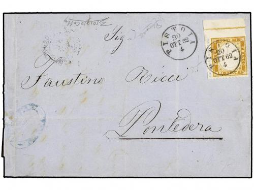 ✉ ITALIA. Sa. 1l. 1862 (Oct. 20). Cover from PISTOIA to PINT