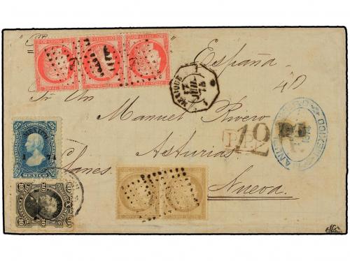 ✉ MEXICO. 1874. Cover at from MEXICO CITY to ASTURIAS (Spain