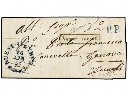 ✉ ARGENTINA. 1857. BUENOS AIRES to GENOA. Entire letter with