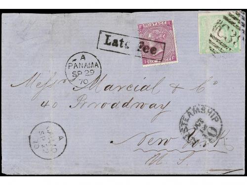 ✉ PERU. 1870 (Sept 21). Combination cover from LIMA to NEW Y