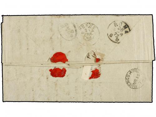 ✉ ARGENTINA. 1872. BUENOS AIRES a ROMA. Circulada con sellos