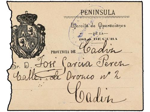 ✉ CUBA. 1897. SOBRE dirigido a CÁDIZ con membrete EJÉRCITO D