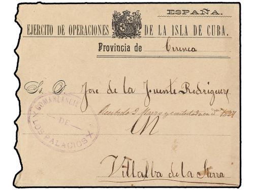 ✉ CUBA. 1896. LOS PALACIOS a ESPAÑA. Sobre con membrete EJÉR