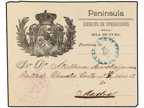 ✉ CUBA. 1897. AGUACATE a MADRID. Sobre con membrete EJÉRCITO