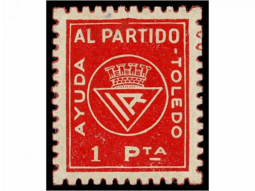 ESPAÑA GUERRA CIVIL. TOLEDO. I.R. 1 pta. rojo (Al. 1). 