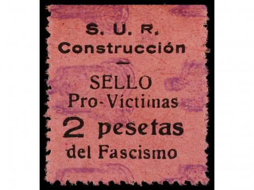 ESPAÑA GUERRA CIVIL. S.U.R. CONSTRUCCIÓN. PRO VÍCTIMAS DEL F