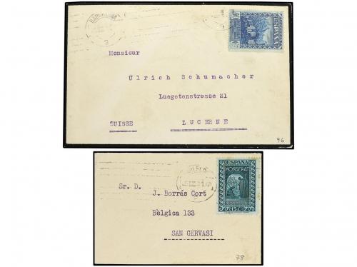 ✉ ESPAÑA. 1931. Dos cartas circuladas con sello de 15 cts. v