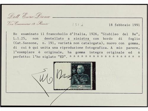 ** ITALIA. Sa. 191i. 1925. 1,25 liras azul, dent. 11. SIN DE