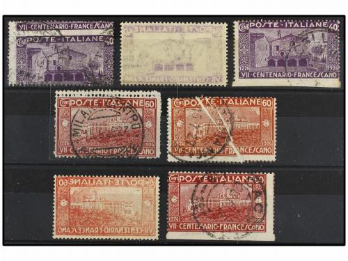 */° ITALIA. Sa. 194/95. 1926. 40 cts. lila tres sellos, 60 c
