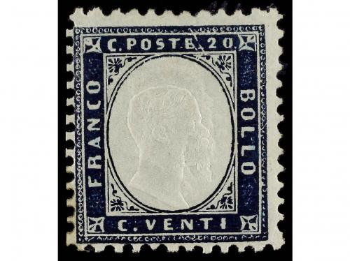 * ITALIA. Sa. 2. 1862. 20 cts. azul. EFIGIE TRIPLE. 