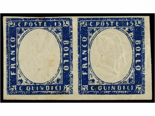 * ITALIA. Sa. 11n. 1863. 15 cts. azul. Pareja, un sello EFIG