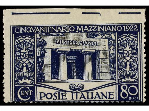** ITALIA. Sa. 130b. 1922. 80 cent. azul SIN DENTAR MARGEN S