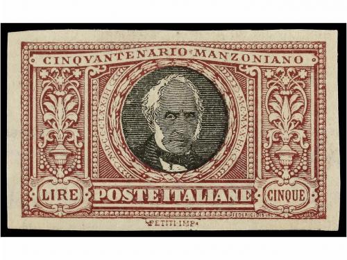 ** ITALIA. Sa. 156d. 1923. 5 Liras violeta y negro SIN DENTA