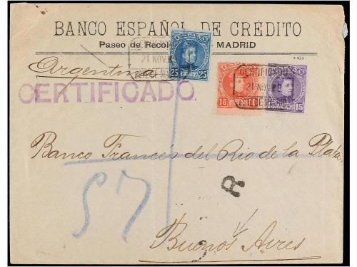 ✉ ESPAÑA. Ed. 243, 246, 248. 1909. MADRID a BUENOS AIRES. 10