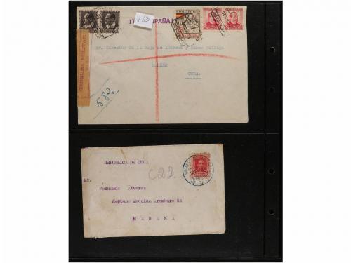 ✉ ESPAÑA. 1924-38. CONJUNTO de siete cartas dirigidas a CUBA